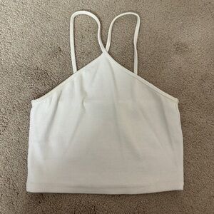 Zara Cream Ribbed Spaghetti Strap Top